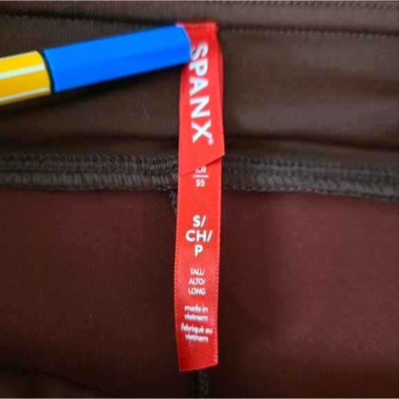 Spanx Faux Suede High-Waisted Leggings Tall Long S Brown Burgundy Soft Luxe - Picture 3 of 11